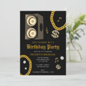 ヒップホップ ゴールドチェーン サブウーファー 80年代 90年代 誕生日 招待状 (スタンド正面)