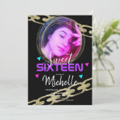 ヒップホップ スウィート シックスティーン ゴールド リング コンフェッティ フォト 招待状 (スタンド正面)