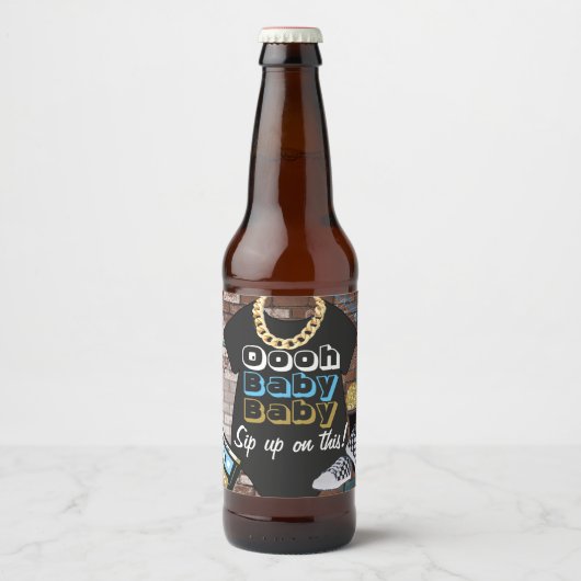 ヒップホップ{Boy}ベビーシャワーボトルラベル ビールラベル (正面)