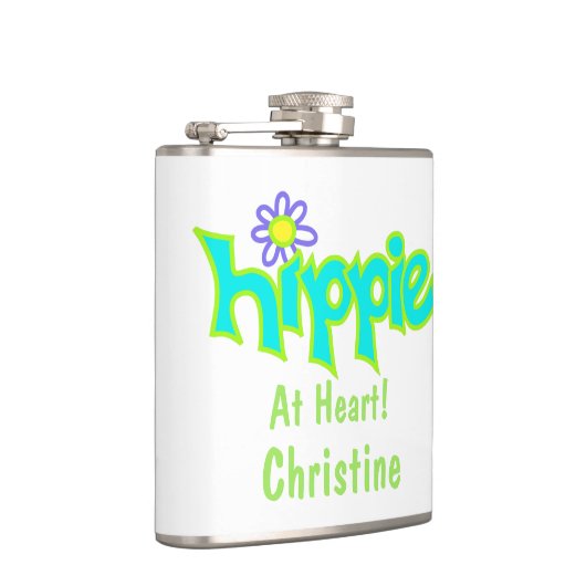 ヒッペアットハートターコイズアート名パーソナライズされた フラスク (右)