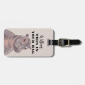 ヒッポおもしろいイラストレーションパーソナライズされた ラゲッジタグ (正面横)