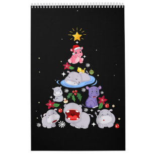ヒッポおもしろいクリスマスツリー クリスマスヒポポタムス カレンダー