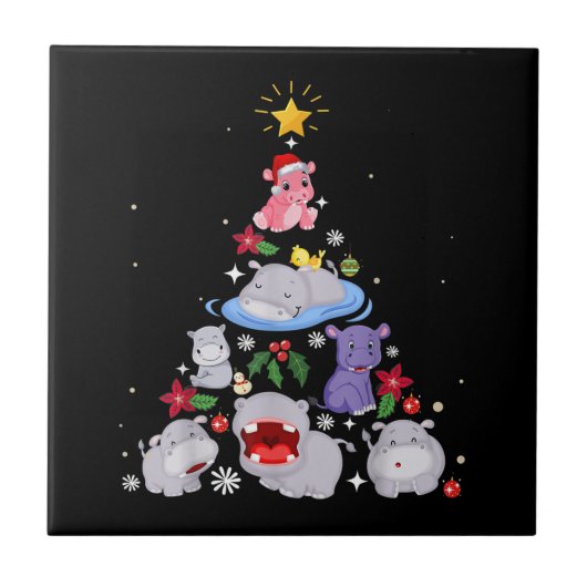 ヒッポおもしろいクリスマスツリー | Hippopotamusクリスマス タイル (正面)