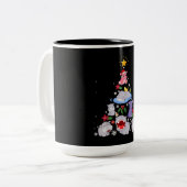 ヒッポおもしろいクリスマスツリー | Hippopotamusクリスマス ツートーンマグカップ (正面左)