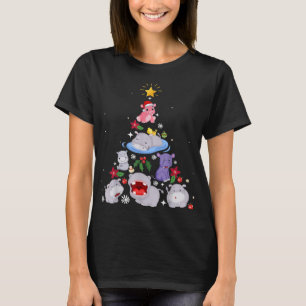 ヒッポおもしろいクリスマスツリー Hippopotamusクリスマス Tシャツ