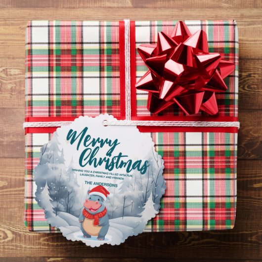 ヒッポおもしろいメリークリスマスツリー雪ホリデーパーティー オーナメントカード (インサイチュ (ギフト))