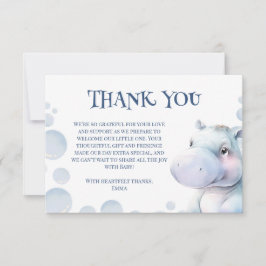 ヒッポをテーマにした赤ちゃんシャワー サンキューカード