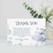 ヒッポをテーマにした赤ちゃんシャワー サンキューカード (スタンド正面)