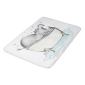 ヒッポインバスおもしろいイラストレーション水色 バスマット (アングル)