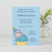 ヒッポカップケーキ誕生日招待状 招待状 (スタンド正面)