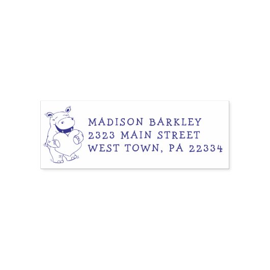 . .ヒッポキッズのかわいいバレンタインの差出人住所印 セルフインキングスタンプ (デザイン)