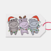 ヒッポクリスマスアニマルかわいいヒッポホリデー ギフトタグ (正面(横))