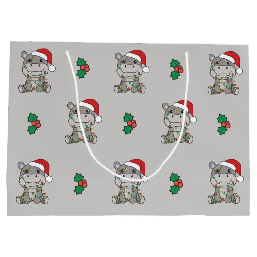 ヒッポクリスマスウィンター動物ヒッポラージギフトB ラージペーパーバッグ (裏面)