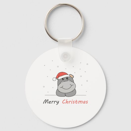 ヒッポクリスマススノーウィンターアニマルカバ キーホルダー (正面)