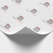 ヒッポクリスマススノーウィンターアニマルカバ ラッピングペーパー (角)