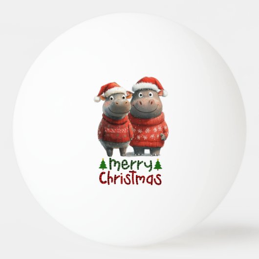 ヒッポクリスマスfor動物愛好家 卓球ボール (正面)