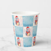 ヒッポサンタハッピーメリークリスマスチェックパターン 紙コップ (正面)