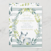 ヒッポジャングル動物ベビーシャワー招待状 招待状 (正面/裏面)