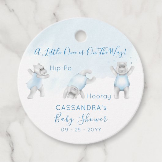 ヒッポソメルサルト男の赤ちゃんシャワー フェイバータグ (正面)