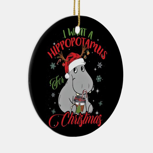 ヒッポタモスをクリスマスクリスマスに セラミックオーナメント (右)