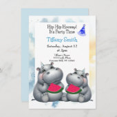 ヒッポバースデーパーティスイカ招待状 招待状 (正面/裏面)