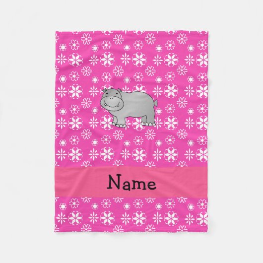 ヒッポパーソナライズされたンピンクの雪片と呼ばれる フリースブランケット (正面)