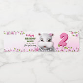 ヒッポピンクフローラガール誕生日 ペットボトルラベル (シングルラベル)