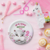 ヒッポピンクフローラガール誕生日 ペーパープレート (パーティー)