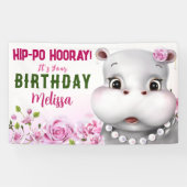 ヒッポピンクフローラガール誕生日 横断幕 (横)