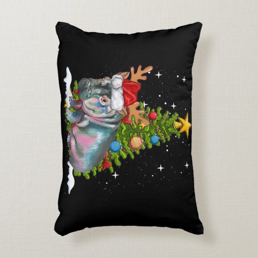 ヒッポフィオナクリスマスツリーヒポポタマス アクセントクッション (正面(垂直))
