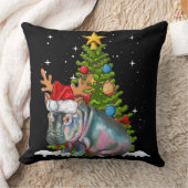 ヒッポフィオナクリスマスツリーヒポポタマス クッション (ブランケット)