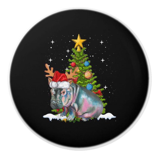 ヒッポフィオナクリスマスツリーヒポポタマス セラミックノブ (正面)