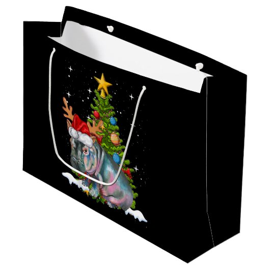ヒッポフィオナクリスマスツリーヒポポタマス ラージペーパーバッグ (正面アングル)