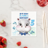 ヒッポブルーフィッシュボーイ誕生日 スタンダードカクテルナプキン (インサイチュ)