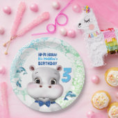 ヒッポブルーフィッシュボーイ誕生日 ペーパープレート (パーティー)