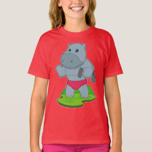 ヒッポボディビルダーダンベルボディビル Tシャツ