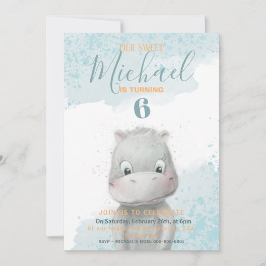 ヒッポボーイの誕生日パーティーの招待状2 backgr 案内状 (正面)