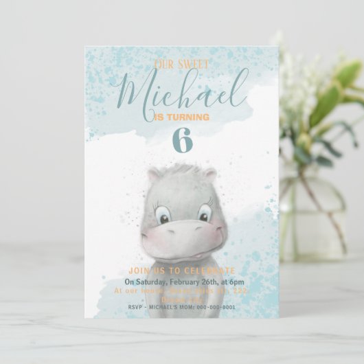 ヒッポボーイの誕生日パーティーの招待状2 backgr 案内状 (スタンド正面)