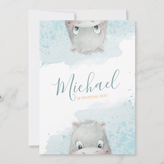 ヒッポボーイの誕生日パーティーの招待状2 backgr 案内状 (裏面)