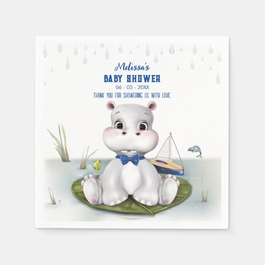 ヒッポボーイ赤ちゃんシャワー スタンダードカクテルナプキン (正面)