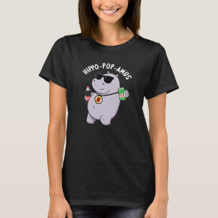 ヒッポポップ・アートのアマおもしろいスHippo Sodaポップ・アートの Pun Dark BG Tシャツ