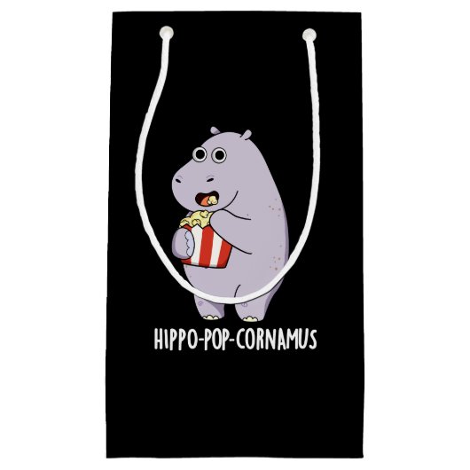 ヒッポポップ・アートのコルナおもしろいムスヒッポプンダークBG スモールペーパーバッグ (正面)