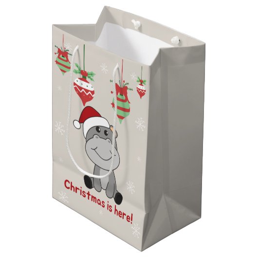 ヒッポメリークリスマスウィンターアニマルカバ培地 ミディアムペーパーバッグ (正面アングル)