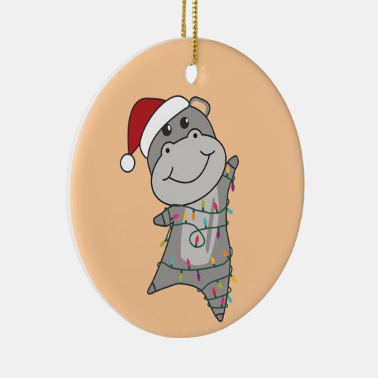 ヒッポメリークリスマスウィンターアニマルヒッポアダルト セラミックオーナメント (右)