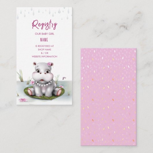 ヒッポリバーアドベンチャーガールベビーシャワー エンクロージャーカード (正面/裏面)