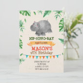 ヒッポー誕生日パーティーのテーマ招待 招待状 (スタンド正面)