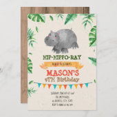 ヒッポー誕生日パーティーのテーマ招待 招待状 (正面/裏面)