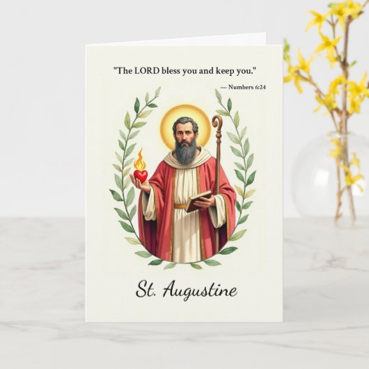 ヒッポ神の平和と恵みの聖アウグスティヌス カード (黄色い花)