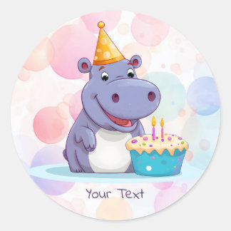 ヒッポ誕生日シール ラウンドシール