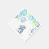 ヒッポ誕生日ソフトブルーシンプルナプキン スタンダードカクテルナプキン (角)